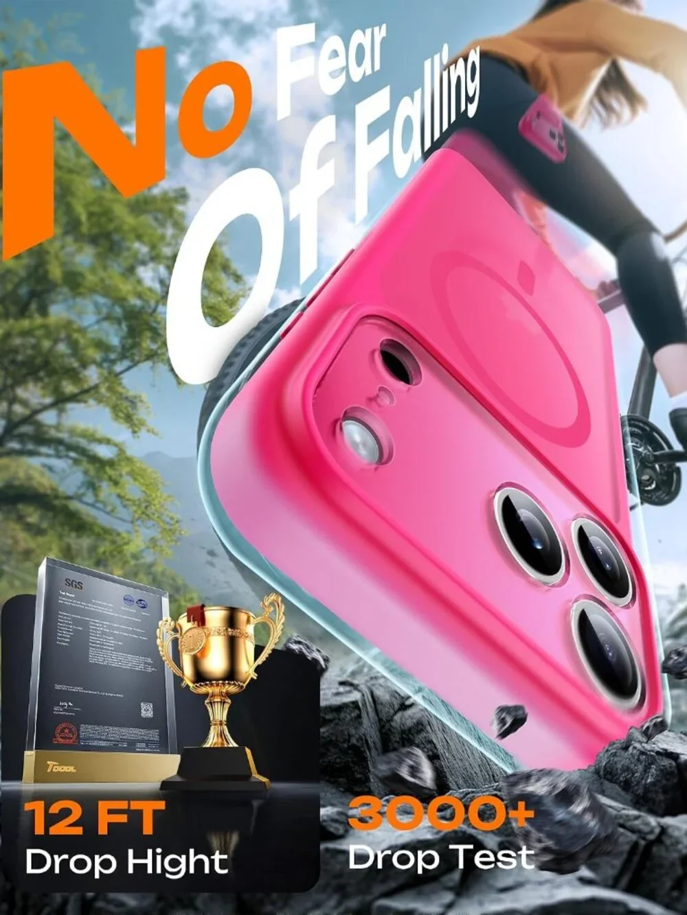 iPhone 17 Pro Case MagSafe Military Shockproof Matte Hot Pink Cover